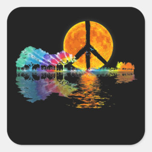 Sticker Carré Guitar Lake Shadow Peace Love