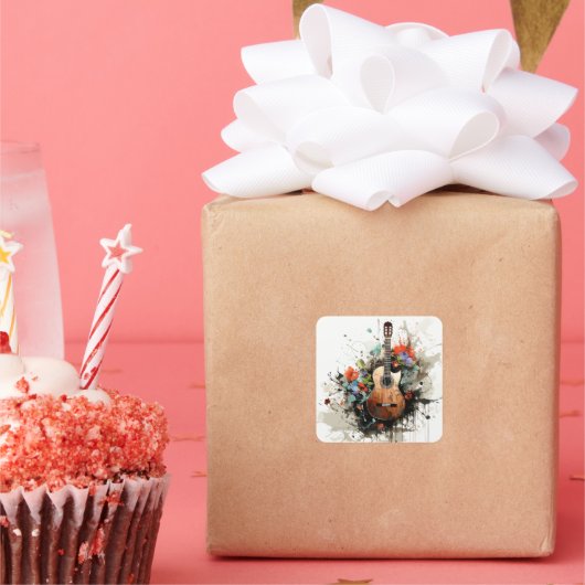 Sticker Carré Guitare (Fête)