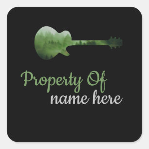 Sticker Carré Guitare Acoustique Logo Personnalisé 