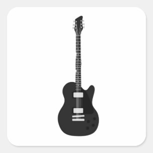 Sticker Carré Guitare électrique et acoustique Rock and Roll