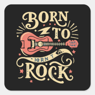 Sticker Carré Guitare électrique née pour le rock