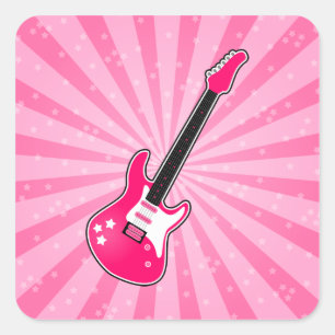 Sticker Carré Guitare électrique rose