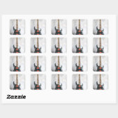Sticker Carré Guitare mignonne (Feuille)