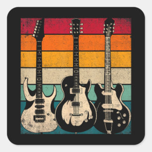 Sticker Carré Guitare rétro