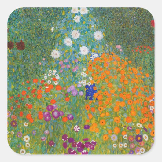 Sticker Carré Gustav Klimt - Jardin des fleurs (Devant)