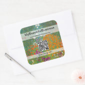 Sticker Carré Gustav Klimt - Jardin des fleurs Code QR (Enveloppe)