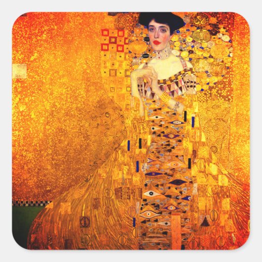 Sticker Carré Gustav Klimt Portrait d'Adele Bloch Bauer (Devant)