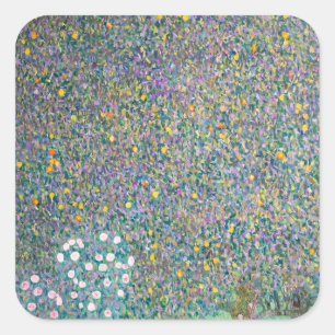 Sticker Carré Gustav Klimt - Rosiers sous les arbres