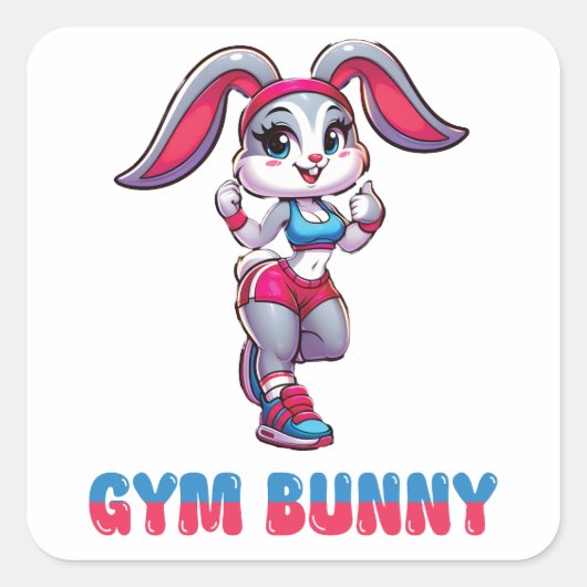 Sticker Carré Gym Bunny (Devant)