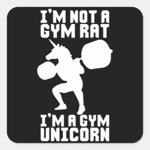 Sticker Carré Gym Rat vs Gym Unicorn - Drôle Inspiration d'entra
