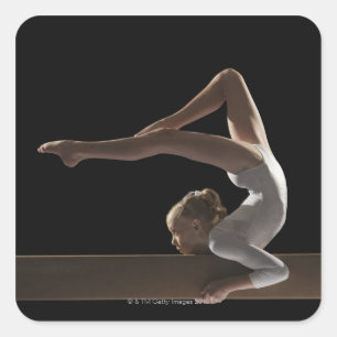 Sticker Carré Gymnaste sur le faisceau d'équilibre