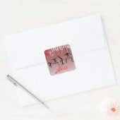 Sticker Carré Gymnastics Red and Silver Glitter Drip Ombre     (Enveloppe)