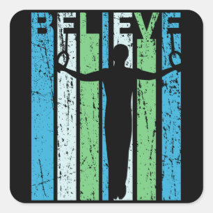 Sticker Carré Gymnastics Rings Believe Mens Womens Kids Retro