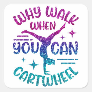 Sticker Carré Gymnastique Cartouche Magenta Purple Turquoise