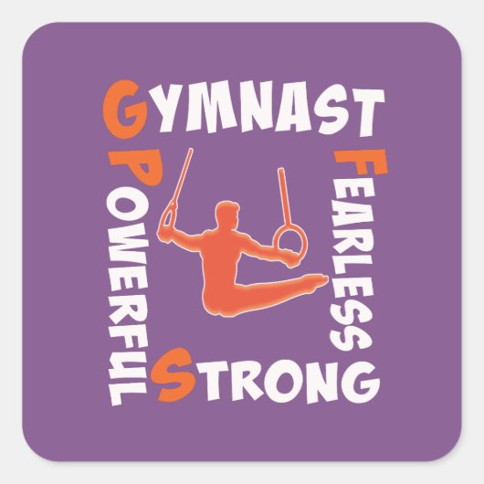 Sticker Carré Gymnastique géniale Boy Gymnaste puissance (Devant)