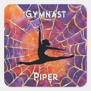 Sticker Carré Gymnastique personnalisée Halloween Spiderweb