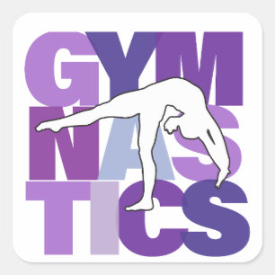 Sticker Carré Gymnastique Retour Plier Word Art dans les violets