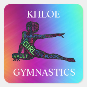 Sticker Carré Gymnastique Word Art Coloré