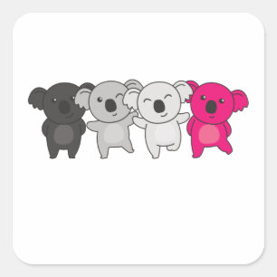 Sticker Carré Gynephilia Flag Pride Lgbtq Cute Koala Carré Stic