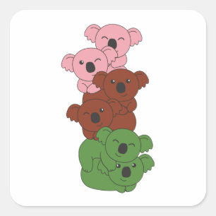 Sticker Carré Gynoexé Drapeau Fierté Lgbtq Cute Koala Pile Carré