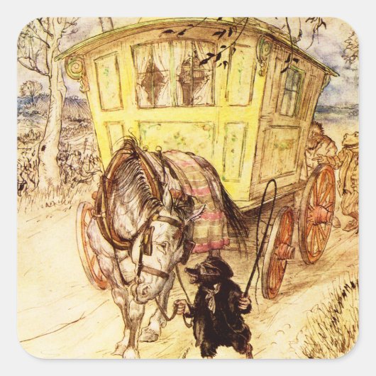 Sticker Carré Gypsy Wagon - Après-midi d'or par Arthur Rackham (Devant)