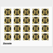 Sticker Carré H initial en or (Feuille)