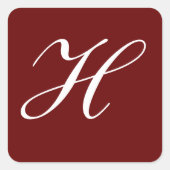 Sticker Carré H Monogramme initial blanc sur le marron (Devant)