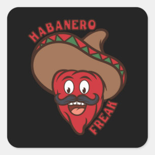 Sticker Carré Habanero Freak Chili Comic Food Spiciness Funny