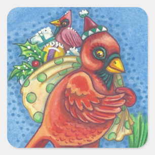 STICKER CARRÉ HABILLÉ DANS LA PÈRE NOËL ROUGE, BÂTIMENTS CARDINA