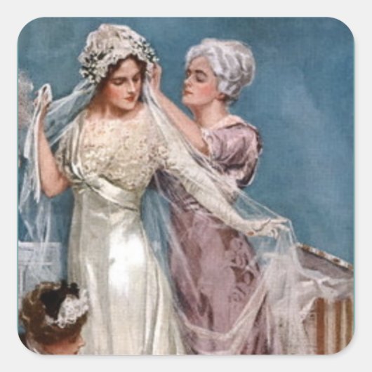 Sticker Carré Habiller la mariée (Devant)