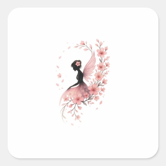 Sticker Carré Hada Rosa con Flores de Sakura (Devant)