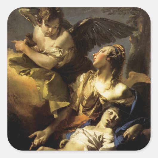 Sticker Carré Hagar et Ismael dans le désert (Devant)