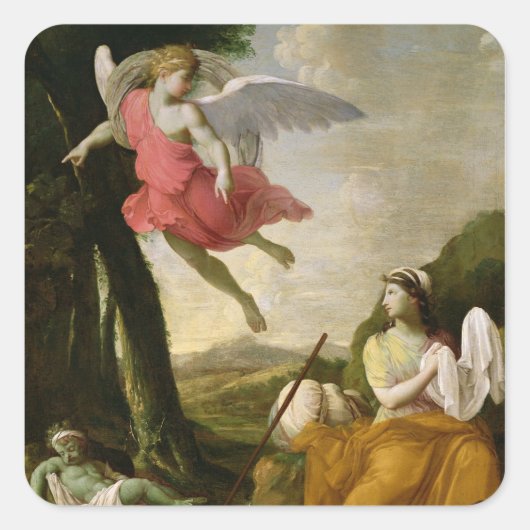 Sticker Carré Hagar et Ismaël Secourus par l'Ange, c.1648 (Devant)