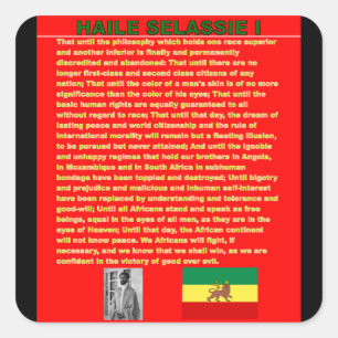 Sticker Carré Haile Selassie Discours de guerre célèbre à l'ONU 