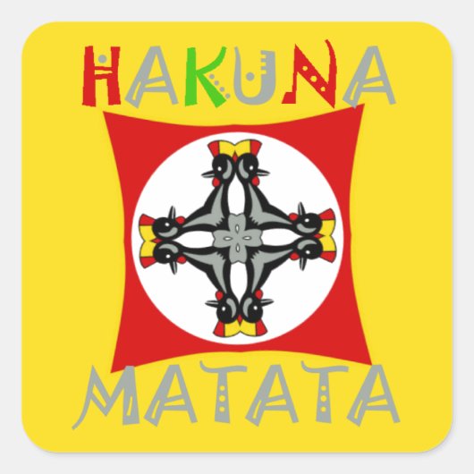 Sticker Carré Hakuna Matata Fun Rasta Couleurs : Vibrant et sans (Devant)