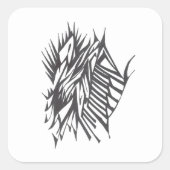 Sticker Carré Half & Half Black White Abstract Tribal Tattoo Art (Devant)
