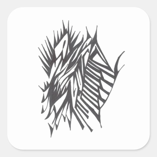 Sticker Carré Half & Half Black White Abstract Tribal Tattoo Art (Devant)