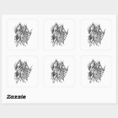 Sticker Carré Half & Half Black White Abstract Tribal Tattoo Art (Feuille)