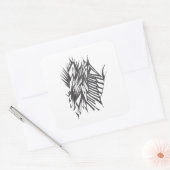 Sticker Carré Half & Half Black White Abstract Tribal Tattoo Art (Enveloppe)