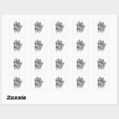 Sticker Carré Half & Half Black White Abstract Tribal Tattoo Art (Feuille)