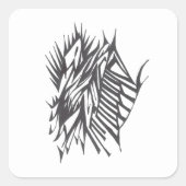 Sticker Carré Half & Half Black White Abstract Tribal Tattoo Art (Devant)