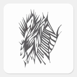Sticker Carré Half & Half Black White Abstract Tribal Tattoo Art