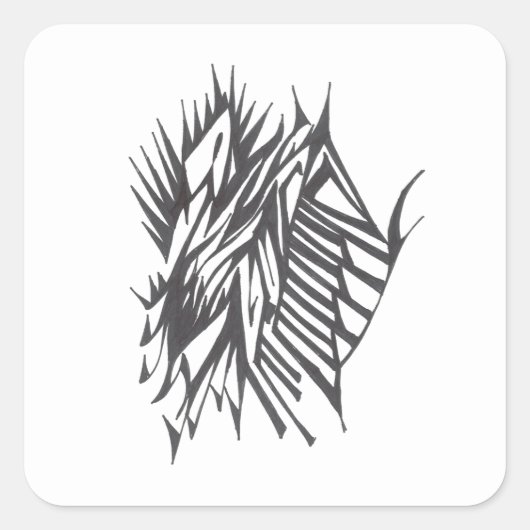 Sticker Carré Half & Half Black White Abstract Tribal Tattoo Art (Devant)