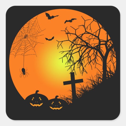 Sticker Carré Halloween (Devant)