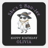 Sticker Carré Halloween 2 Anniversaire Fête Ghost Two Boujee (Devant)