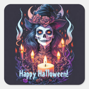 Sticker Carré Halloween belliqueux Deligh Happy Halloween