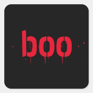 Sticker Carré Halloween boo rouge sang noir effroi