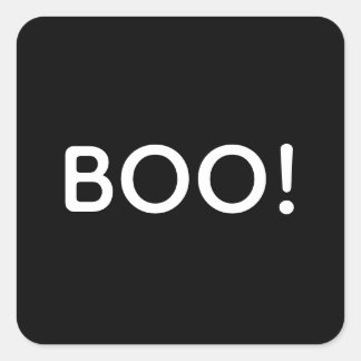 Sticker Carré Halloween BOO ! Sac cadeau de typographie simple