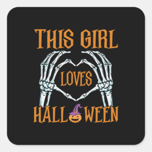 Sticker Carré Halloween Cette Fille Aime Les Halloweens Annivers