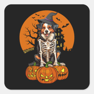 Sticker Carré Halloween, chien berger australien